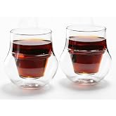 SYJAN HOME Double-Walled Espresso Cups,Small Unique Glass,Set of 2, 4oz | Handcrafted Espresso Glasses, Clear Borosilicate Glass, Dishwasher Safe, For Coffee Machines