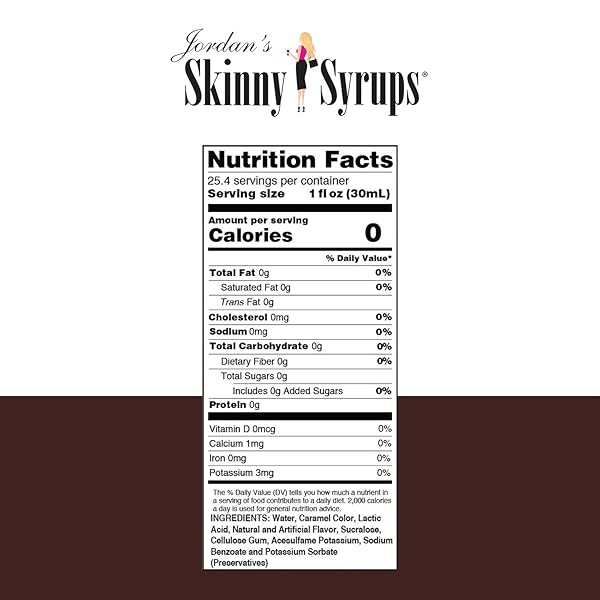 JORDAN’S SKINNY SYRUPS MOCHA, SUGAR FREE COFFEE FLAVORING SYRUP, 25.4 OUNCE BOTTLE