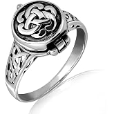 WithLoveSilver 925 Sterling Silver Triquetra Irish Celtic Knot Trinity Signet Locket Poison Ring for Women, Men