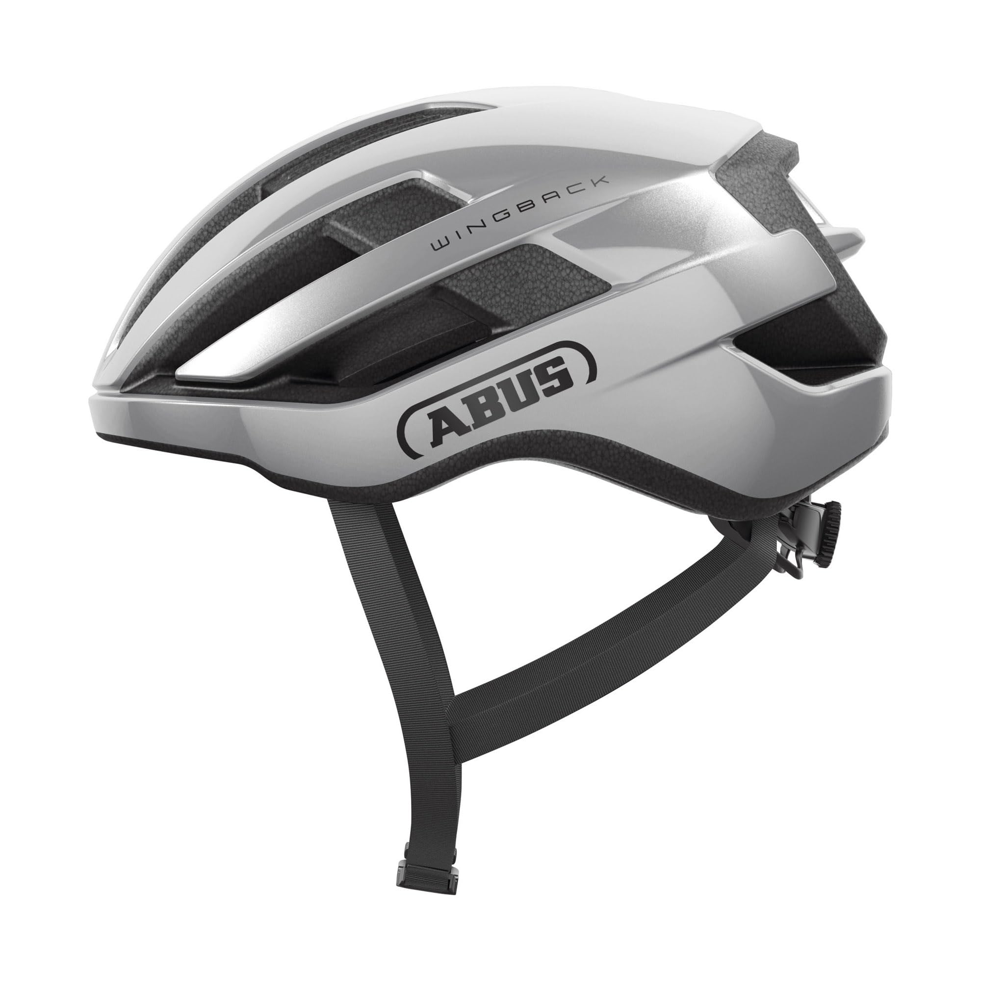 ABUS WingBack Racing Bicycle Helmet - Simple Helmet for Sporty Riding in Everyday Use and Leisure Time for Adults and Teenagers - Silver, Size M