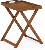 Furinno TIOMAN Outdoor Table, Foldable, Removable Tray, Natural Wood view 6