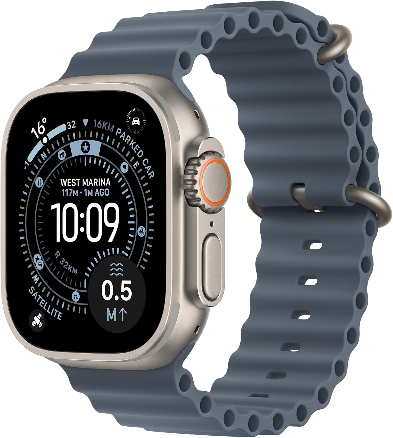 Apple Watch Ultra 3 GPS + Cellular 49mm Natural Titanium Case with Anchor Blue Ocean Band