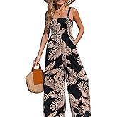 CUPSHE Women's Romper Square Neck Sleeveless Jumpsuit Straight leg Outfit Casual Dressy
