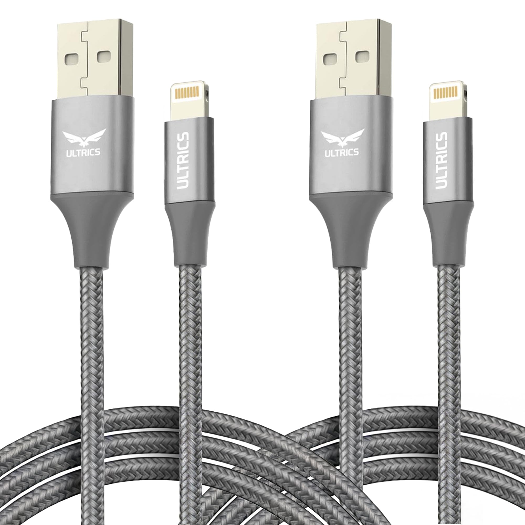 ULTRICS iPhone Charger Cable 2M, 2 Pack Apple MFi Certified Lightning Cable Fast Charging iPhone Charger Nylon USB Charging Cable Lead for iPhone 14 13 12 11 Pro Max XS XR X 8 7 6 Plus 5 SE, iPad