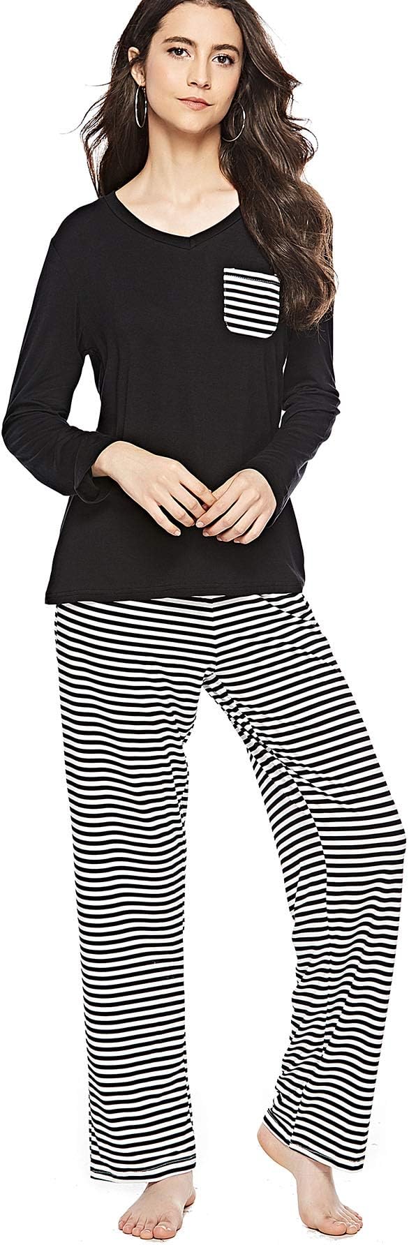 ETOSELL Women's Pajamas Long Sleeves Lounge Wear PJ Sets Cotton Pjs Sleepwear
