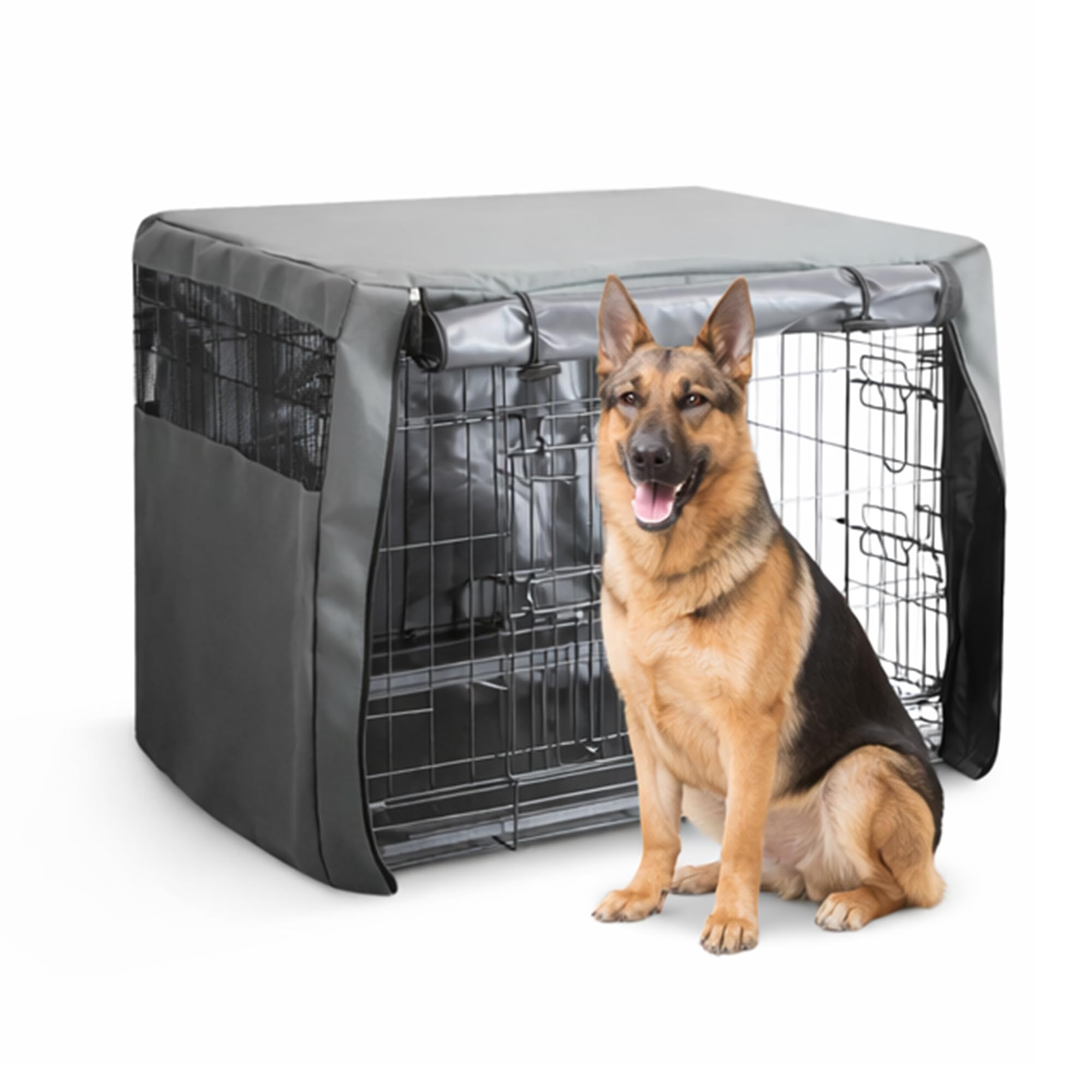 Furdreams Premium Cover for 48 Inch Dog Crate - Polyester with PVC Coating, Two Rolling Doors & Breathable Mesh Windows - Easy Installation & Machine Washable - Cage Cover for Puppy Training (XXLarge)