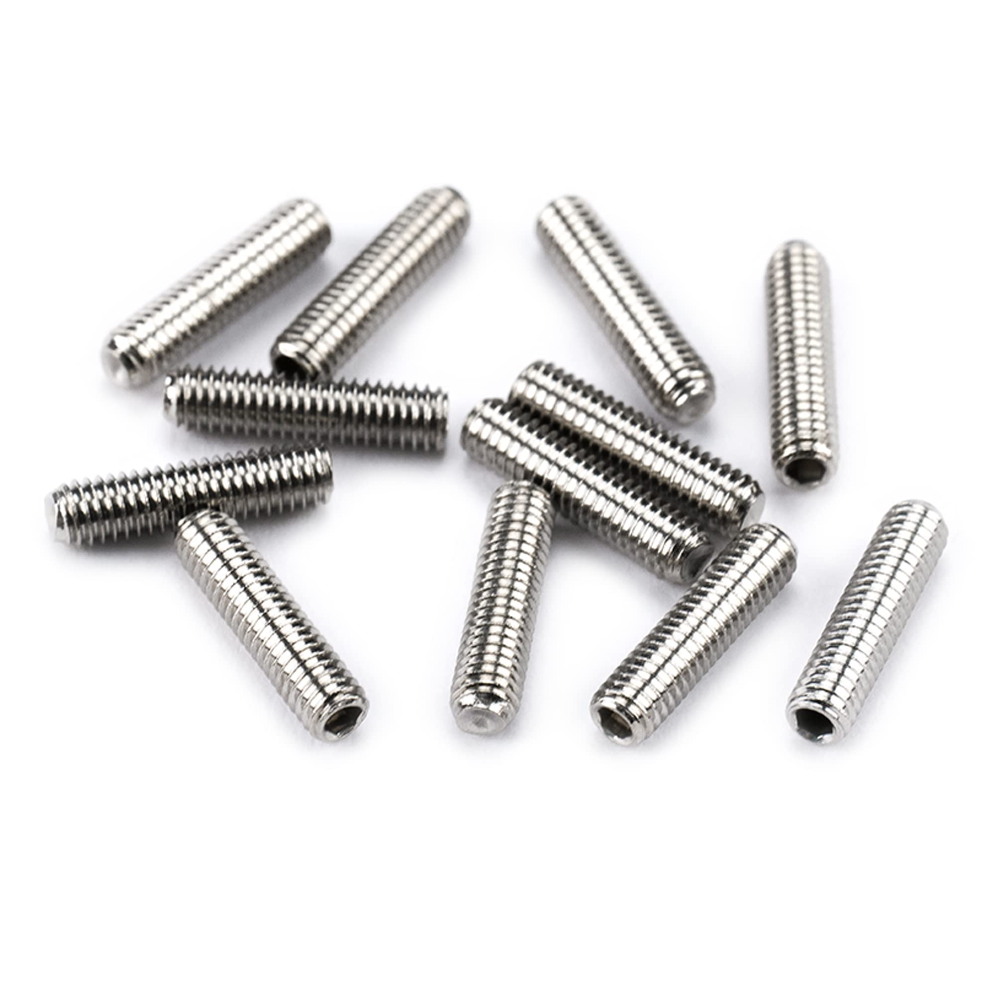 Musiclily Pro Metric M3X12mm Stainless Steel Saddle Height Screws for Import Strat Tele Style Electric Guitar Bridge,Original Color (Set of 12)