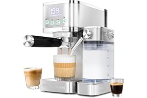 URINTELLS CUISING Espresso Machine 20 Bar Espresso Maker with Automatic Milk Frother for Cappuccino Latte,Temperature Control Stainless Steel Coffee Machine with ESE Pod Filter,Gift for Coffee Lovers Women and Men