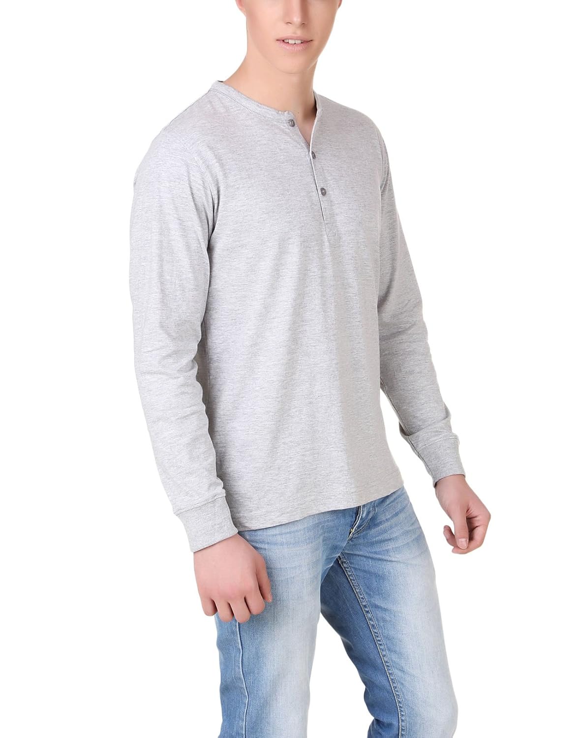aventura outfitters men's henley full sleeves (light grey)