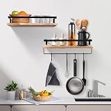 Himaly Floating Shelves Set of 2 Rustic Wall Shelves with Hooks and Guardrail view 5