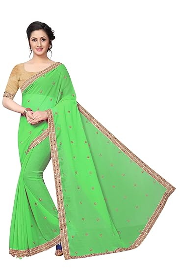 Winza Designer Womens Georgette Saree With Blouse (DIAMOND QUEEN)