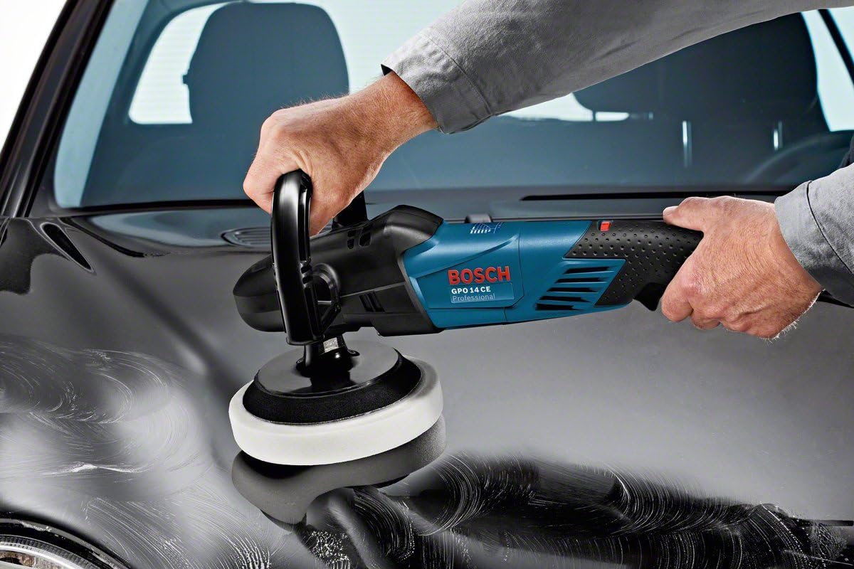 Bosch Professional Polisher GPO 14 CE ( 240 V, incl. Auxiliary Handle, D-Handle), Blue, 180mm diameter - Image 3