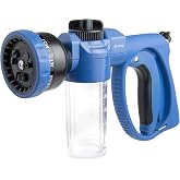 Corvid Adjustable Nozzle with Soap Dispenser, 8-Pattern Spray Hose Nozzle for Cleaning Cars, House, and Pets - Lightweight Plastic Design