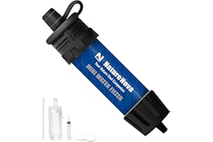 Mini Water Filter NatureNova Portable Emergency Water Filtration System Hiking Camping Straw Survival Gear Emergency Preparedness