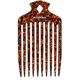 MANETURAL 15N Professional Afro Hair Pick for Ultimate Curl Definition, Ideal for Men, Women, and Kids, Cellulose Acetate Long Tooth comb 6.3 inch(16cm) (Tortoise, 1 PACK)