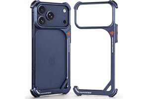 OGRANEE 9 Shape Bumper Case for iPhone 17 Pro Max - Slim Aluminum Metal Frame, Compatible with MagSafe, Frameless Minimalist Protective Cover, Lightweight Shockproof Premium Accessories, Blue