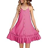 blibean Girls Summer Dress Tween Sleeveless Button Down Sundress Size 6-15 Years