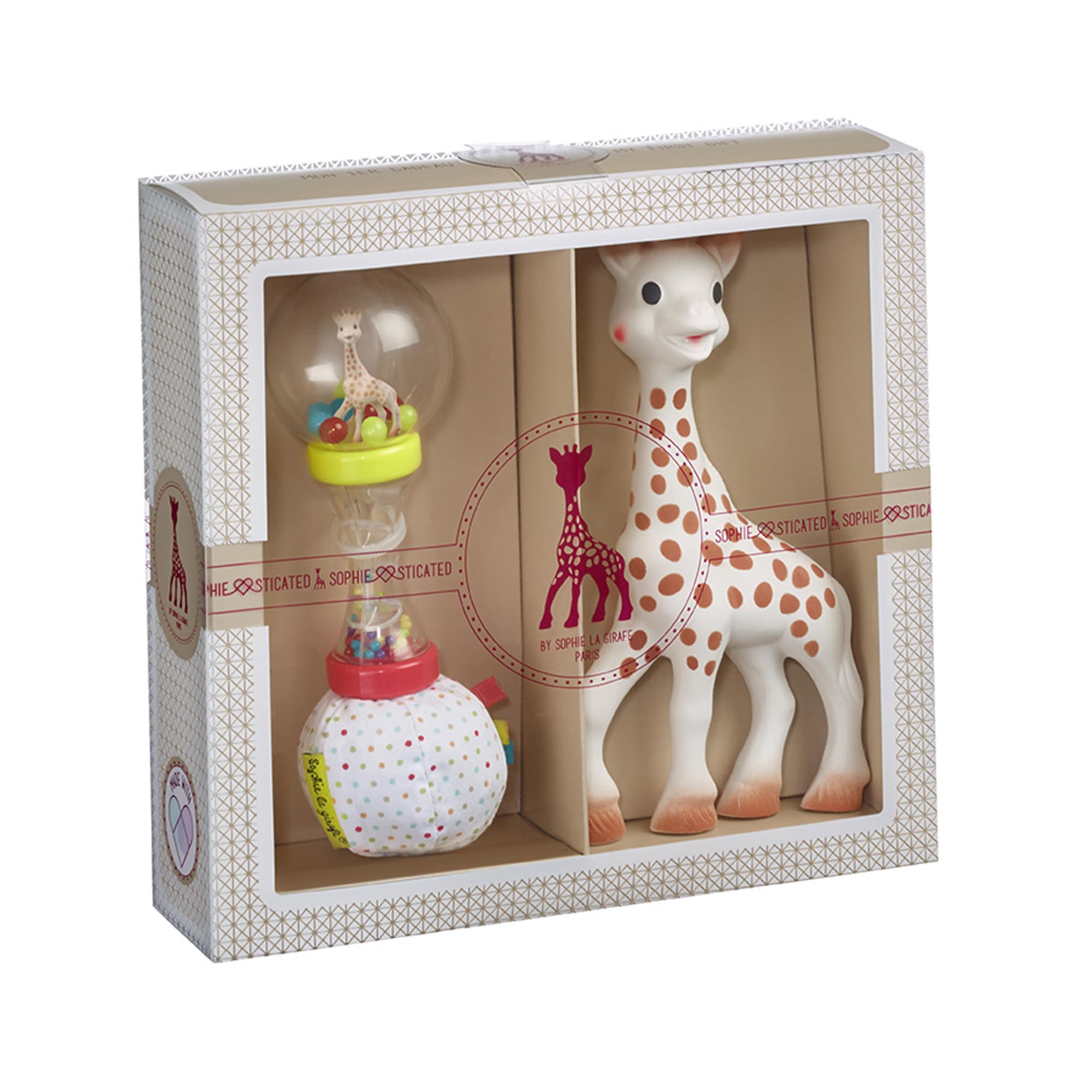 Sophie la girafe | Ready to Give Birth Box | Includes Sophie la girafe & Soft Maracas Rattle | Comfort & Soothe | Awaken All 5 Senses
