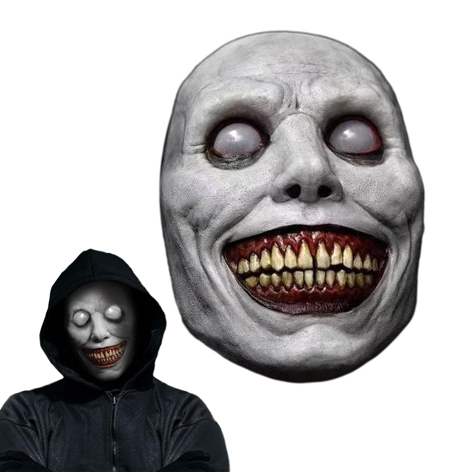 OPAHUTER Creepy Exorcist Smile Demon Mask - Horror Evil Face Latex Mask for Costume, Props, Carnival Cosplay Accessories