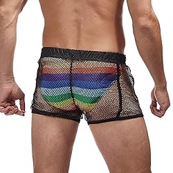 FIROTTII Mens Mesh Shorts Sexy Boxers See Through