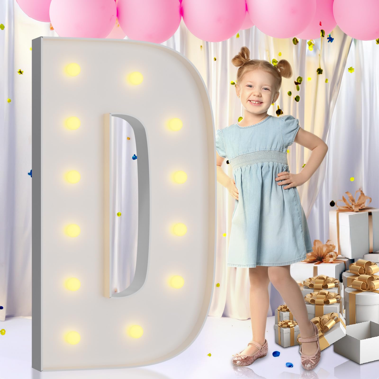 Photo 1 of Imprsv  Letters, 4FT Marquee Letters for Birthday Wedding Engagement Party Decor, Large Marquee D for Party Decoration Arch Kit Decorations