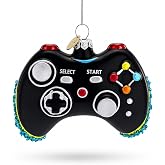 Black Video Game Controller Glass Christmas Ornament | Hand Painted, Ready to Hang, Gift Tagged