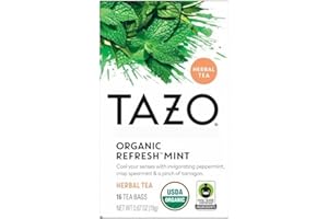 TAZO Organic Refresh Mint Herbal Tea Bags, Caffeine Free, 16 Total Tea Bags