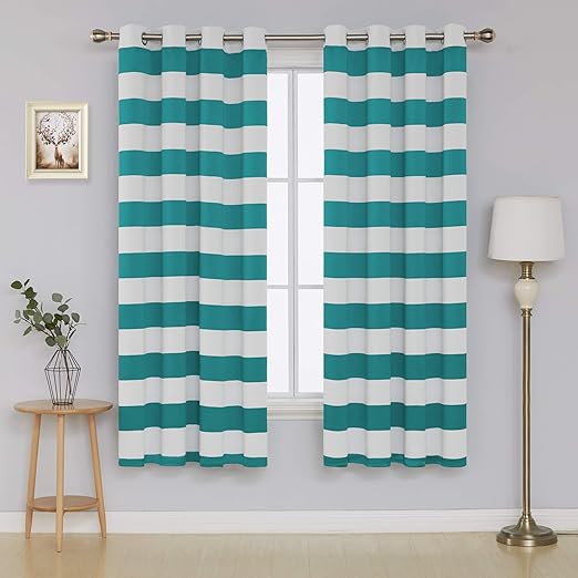 Amazon Com Deconovo Striped Room Darkening Curtains Wave Striped