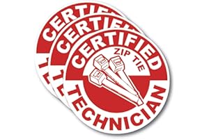 BLISS MONKEY CO. (3 Pack) Zip Tie Certified Sticker - Zip-Tie Technician - Funny Stickers for Hardhat, Toolbox, Mechanic - 5" On Longest Side - Sticks to Any Smooth Flat Surface - Fun Gag Gift Warehouse - Premium