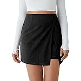 Cicy Bell Womens Corduroy Mini Skirt Casual High Waisted Side Slit A-line Bodycon Work Fall Short Skirts