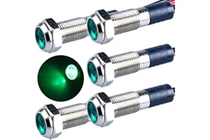 DMWD 5 Pcs 6mm 110V-220VAC Metal LED Indicator Light Mounting Hole 1/4" 20mA Energy Saving Signal lamp Waterproof IP67 with W