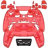 eXtremeRate Full Set Shell with Buttons Touchpad Cover, Clear Red Custom Replacement Decorative Trim Shell Front Back Plates Compatible with p s 5 Controller BDM-010 020 - Without Controller