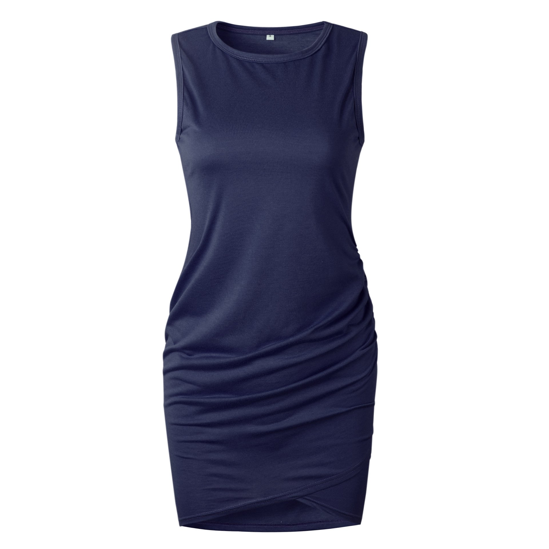 Women\'s Sleeveless Bodycon Mini Dresses - Sexy Ruched Tulip Hem Sheath Sundress Medium Navy