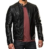 DECIMAL Men's Black REAL Lambskin Leather Biker Jacket VINTAGE GENUINE MOTORCYCLE JACKETS FOR MEN