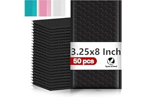 SPACE SEAL Black Bubble Mailers (4x8 Inch, 50 Pack) - Water Resistant Shipping & Mailing Envelopes for Safe & Secure Delivery