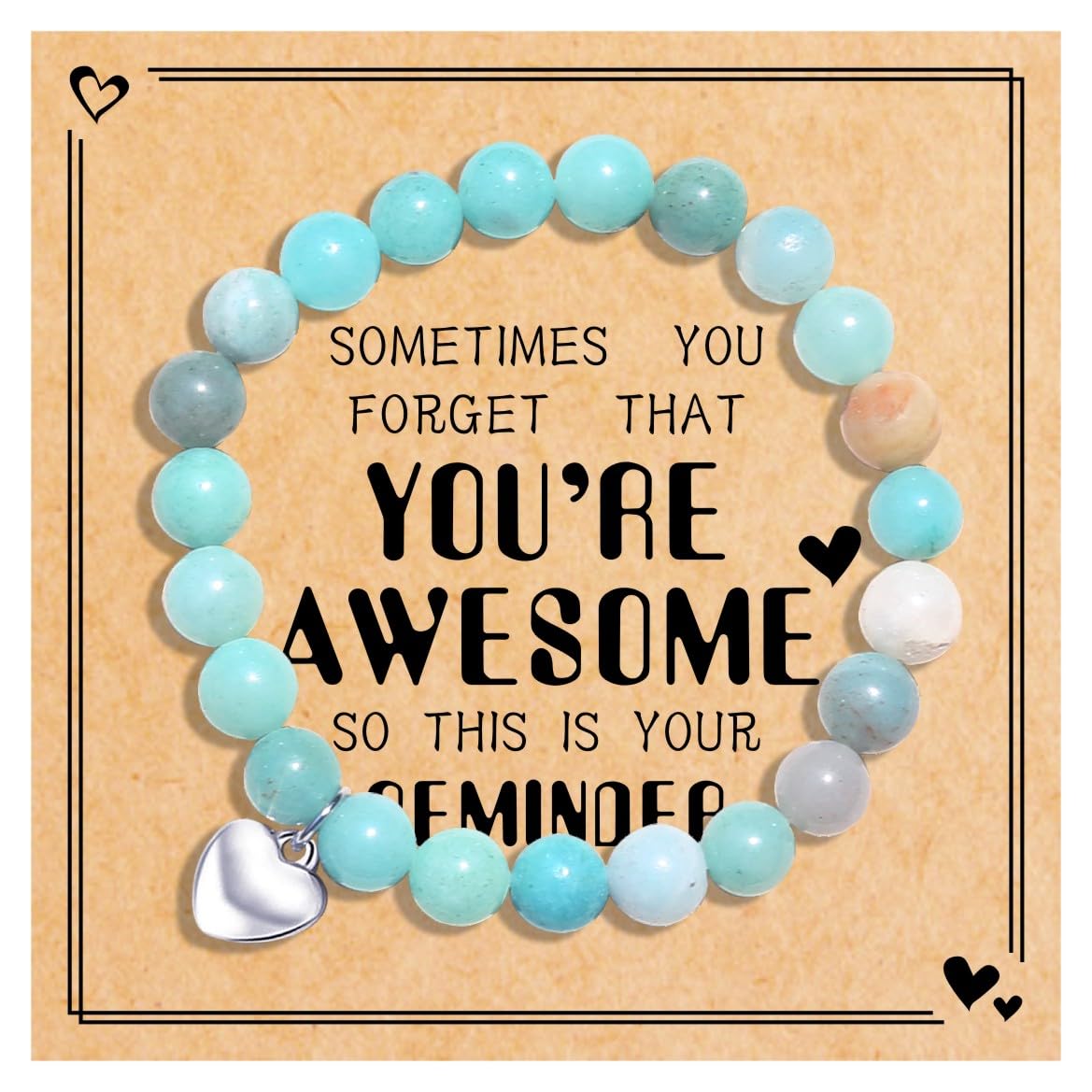 Inspirational Gifts for Women Natural Stone Heart Butterfly Bracelet for women Unique Small Gifts for Birthday Mothers day Thanksgiving Christmas Valentine's Day Teacher Appreciation Gifts (Amazonite)