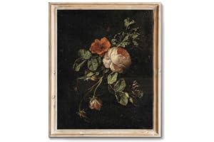 RETRART Vintage Wall Art, Vintage Floral Wall Art Prints - Moody Dark Academia Decor for Rustic Aesthetic - 8" x 10" Unframed Canvas Prints for Bedroom Living Room Bathroom Wall Decor