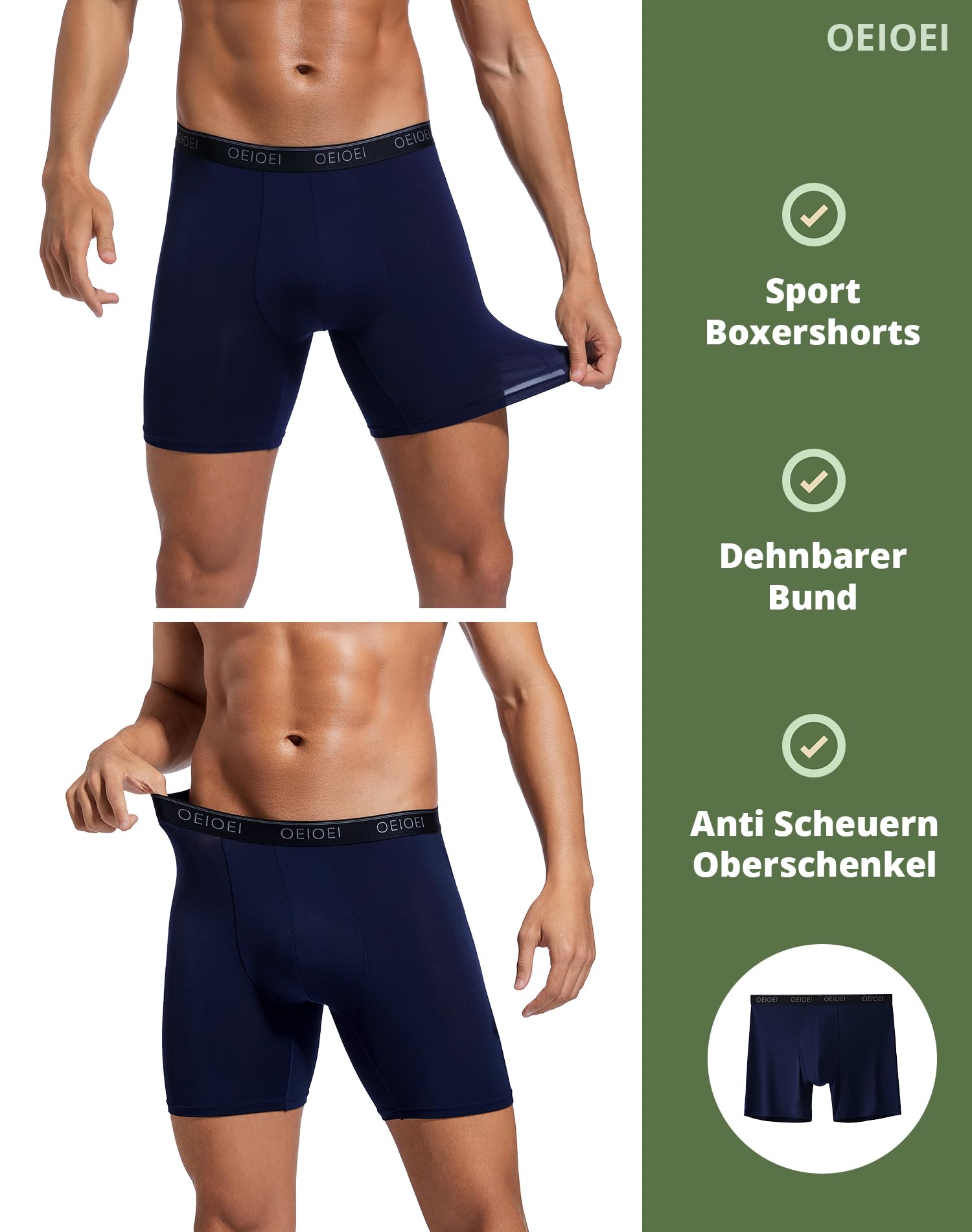OEIOEI Unterhosen Männer Micromodal Sport, S, Schwarz/Marineblau/Dunkelgrau 3