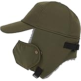 Trapper Hat for Men Women Waterproof Winter Warm Baseball Cap with Ear Flaps and Mask