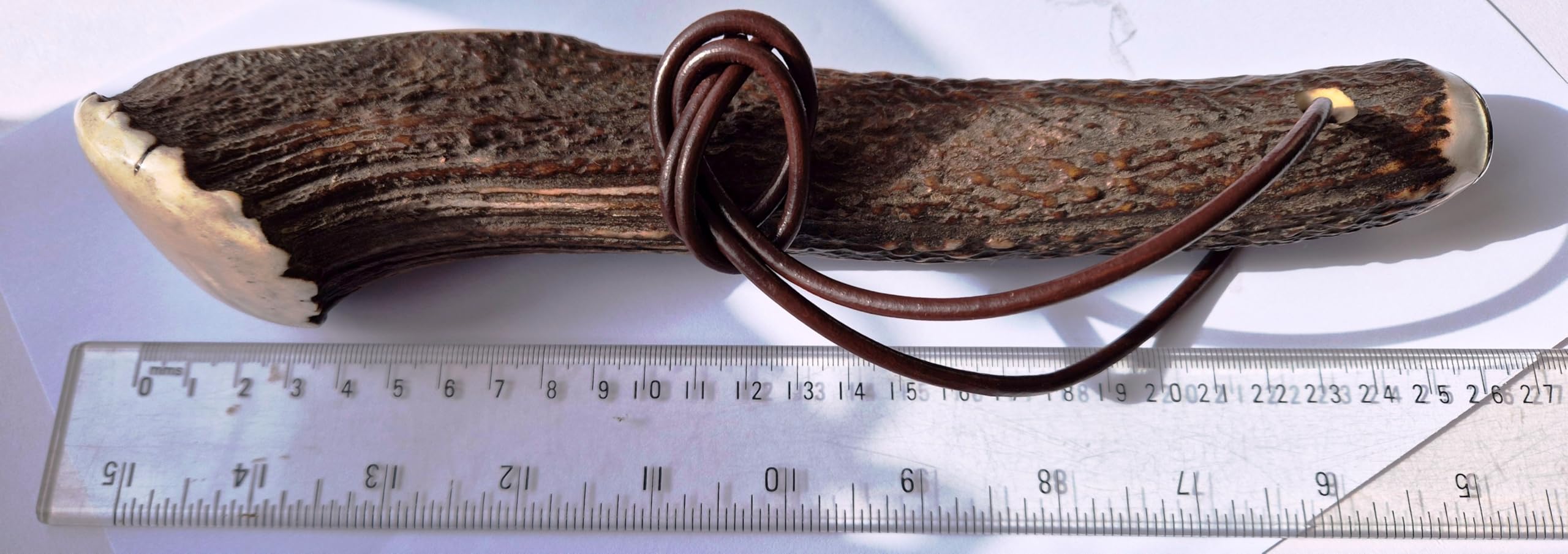 Farm Cottage Brands Luxury stag horn priest with steel end caps and a leather strap - ½ lb, 8” long for fishing and game