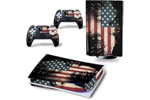 DOMILINA Full Body Vinyl Skin Decal Cover for PS5 Disk Edition Console & Controllers - American Flag
