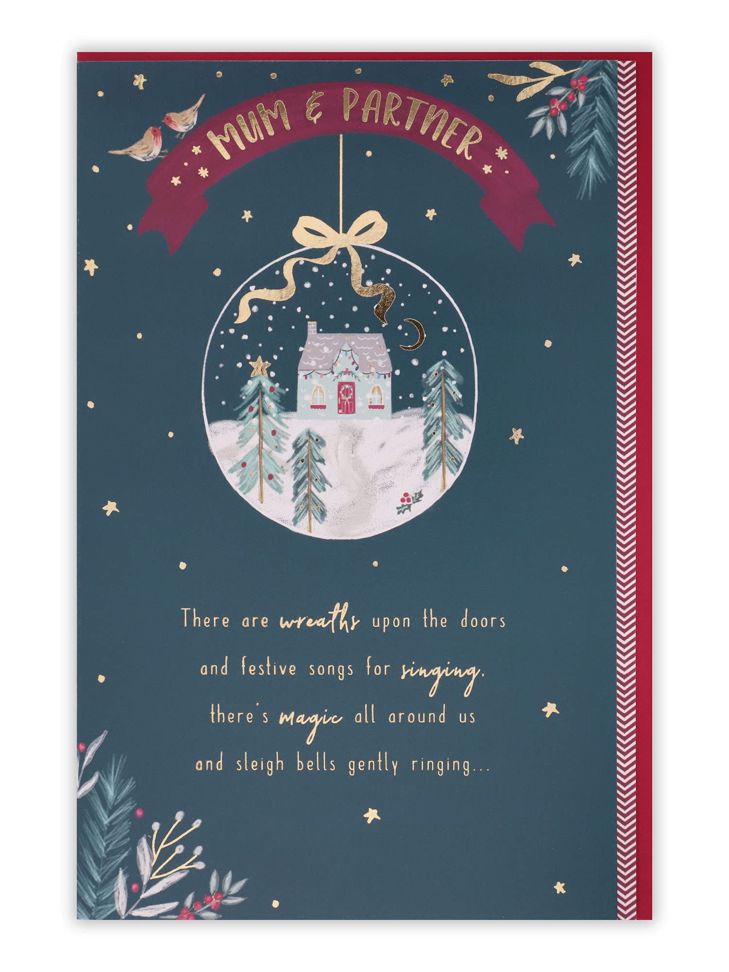 Clintons: House In Bauble Mum and Partner, Girlfriend, Husband, Boyfriend, Stepdad, Mum, Wife Christmas Card, Personalised STICKERS, Multi-Colour, 155 x 235, 1170610