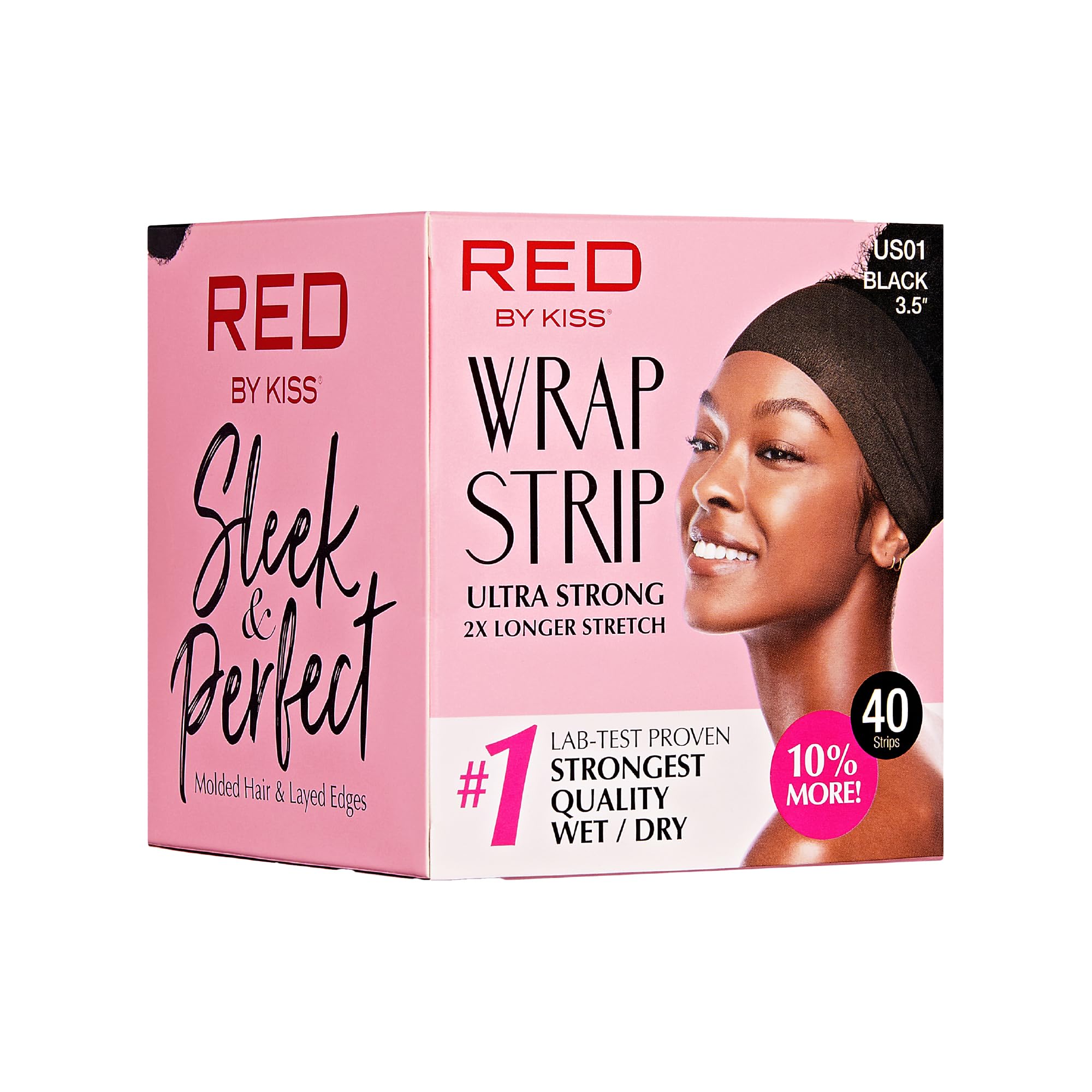 Red by Kiss Hair Wrapping Strip, Ultra Strong 2X Longer Stretch, 40 Strips, Suitable for Wet/Dry Hair, White, Styling Paper for Sleek Hairstyles (3.5