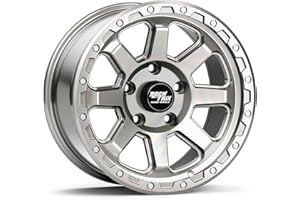 RockTrix RT116 17 inch Wheel Compatible with Jeep Wrangler JK JL 17x9 5x5 Wheels (-12mm Offset, 4.5in Backspace) 5x5 PCD, 71.5mm Bore, Silver Polished Wheels, Also fits Gladiator JT Rims