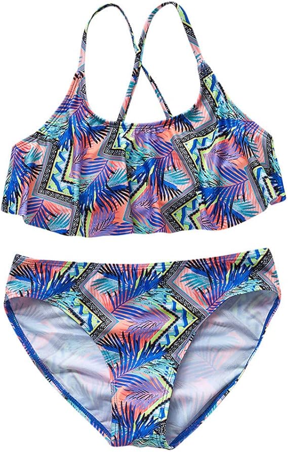 Amazon 水着上下 2点セット Regoss レジス キッズ 水着 女の子 スイムウェア セパレート リーフプリント キャミソール スイムパンツ 2点セット かわいい スクール水着 ビキニ 女児 子ども 水着 スイムスーツ ベビー水着 小学生 タンキニ 夏 ビーチ 海水浴 水泳 水遊び