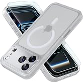 Misea Magnetic for iPhone 17 Pro Max Case Compatible with MagSafe [Military Grade Drop Protection] Full Camera Lens Protector Translucent Matte Phone Case for Women Girls 6.9 inch, White