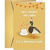 Supoeguk Cute Duck Birthday Card for Duck Lover, Funny Duck Pun Birthday Card for Him Her, Well Waddle You Know It's A Birthday Card