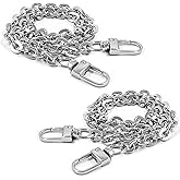 Luomorgo 2 Pcs Metal Chain Handles Strap, Purse Chain Straps Replacement, Handbags Chain Handles for Shoulder Bags, Clutch Purse DIY Crafts (Silver, 23.6" Length)