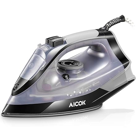 Aicok Bügeleisen, 2200W Multifunktions Dampfbügeleisen mit Trockenbügeln Funktion, Antihaft-Bodenplatte, Anti-Tropfsystem, Tr