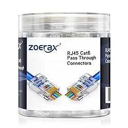 ZOERAX 100-Pack RJ45 Cat6 Pass Through Connector